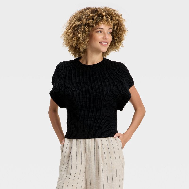 slide 1 of 3, Women's Sweater Vest - A New Day™ Black S, 1 ct