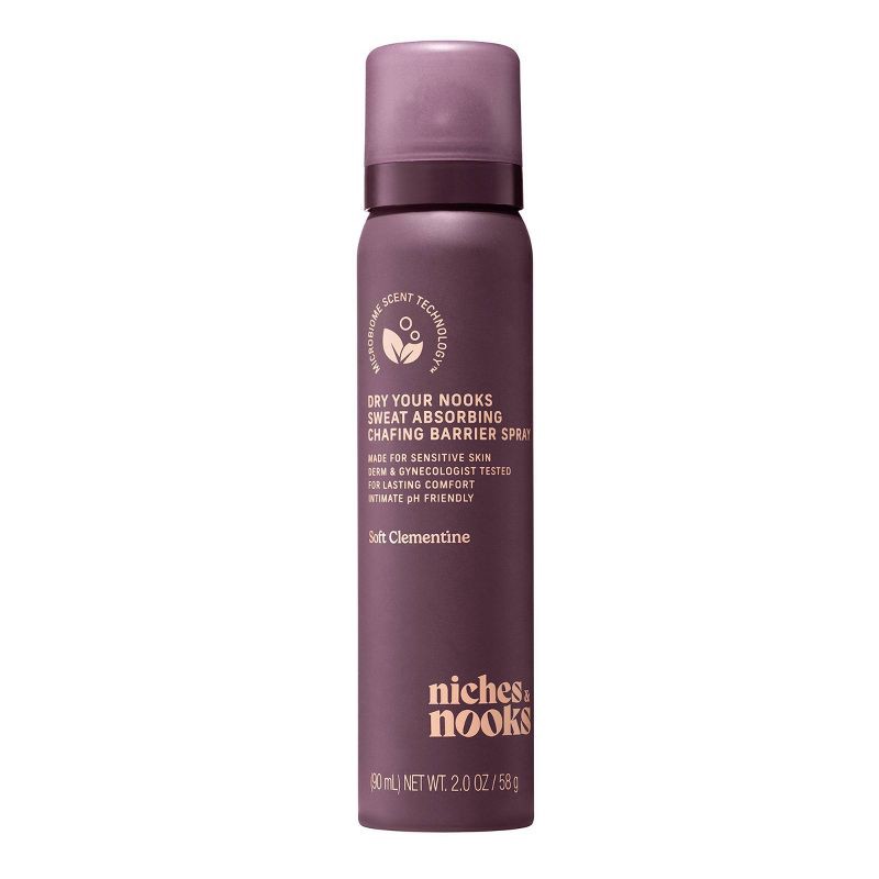 slide 2 of 13, Niches & Nooks Sweat Absorbing Intimate pH Balanced Chafing Barrier Feminine Spray - Soft Clementine - 2oz, 2 oz