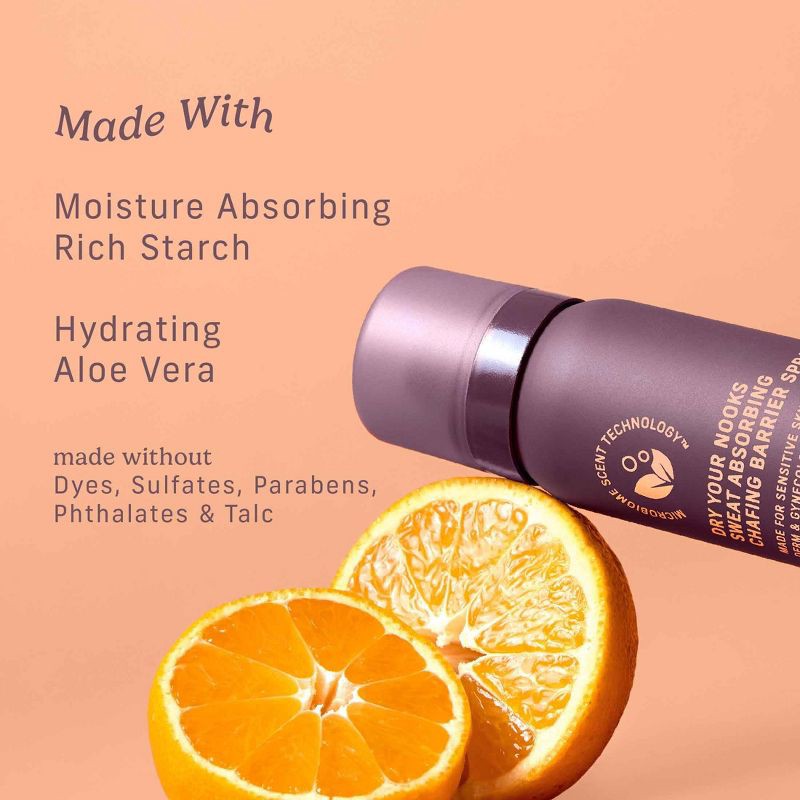slide 7 of 13, Niches & Nooks Sweat Absorbing Intimate pH Balanced Chafing Barrier Feminine Spray - Soft Clementine - 2oz, 2 oz