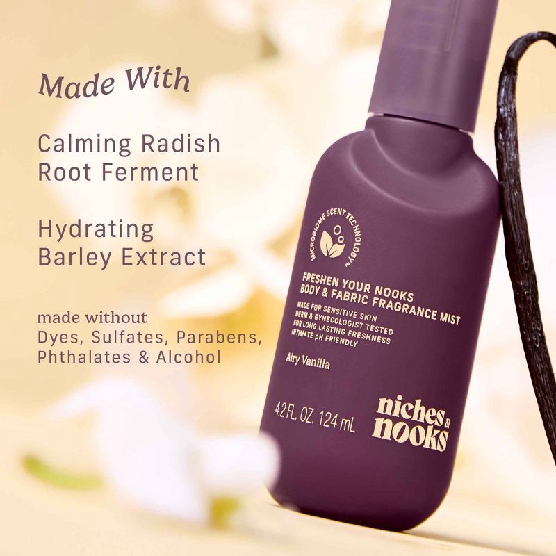 slide 7 of 13, Niches & Nooks Intimate pH Balanced Body Spray & Fabric Fragrance Mist - Airy Vanilla - 4.2 fl oz, 4.2 fl oz