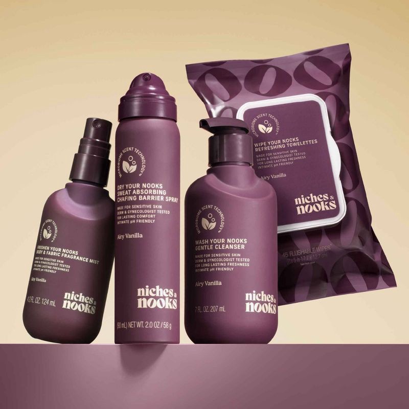 slide 10 of 13, Niches & Nooks, Sweat Absorbing Intimate pH Balanced Chafing Barrier Feminine Spray - Airy Vanilla - 2oz, 2 oz