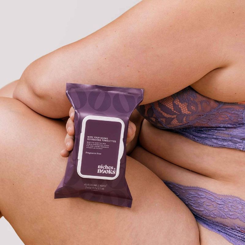 slide 8 of 11, Niches & Nooks Intimate pH Balanced Refreshing Flushable Feminine Wipes - Fragrance-Free- 45ct, 45 ct