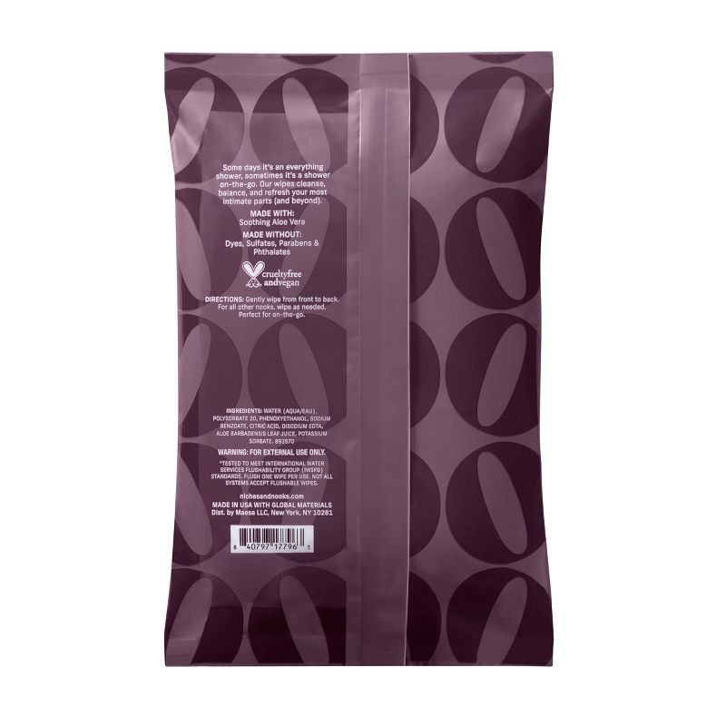 slide 10 of 11, Niches & Nooks Intimate pH Balanced Refreshing Flushable Feminine Wipes - Fragrance-Free- 45ct, 45 ct
