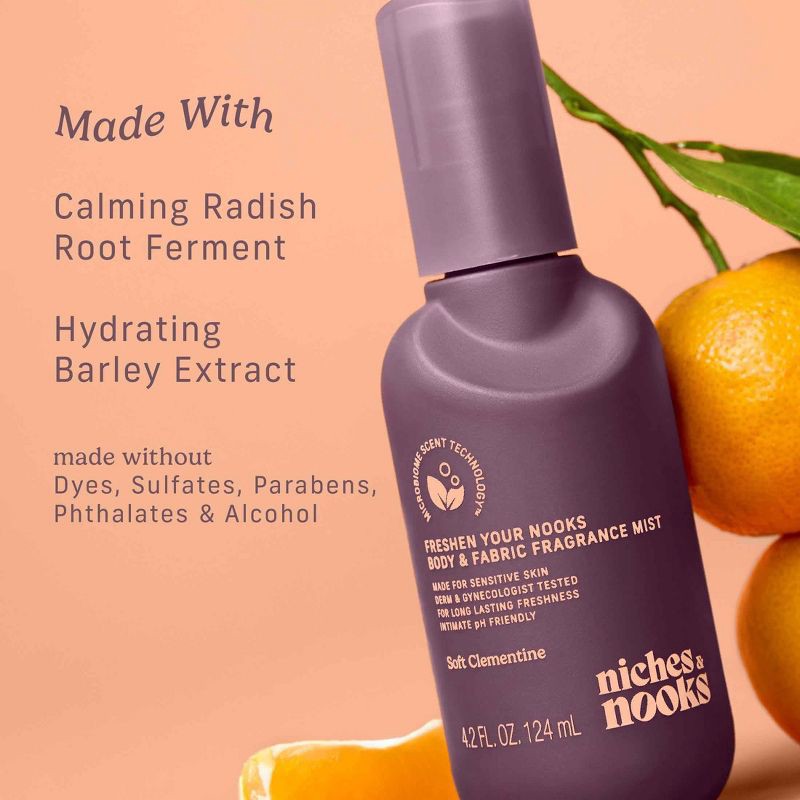 slide 7 of 12, Niches & Nooks Intimate pH Balanced Body Spray & Fabric Fragrance Mist - Soft Clementine - 4.2 fl oz, 4.2 fl oz
