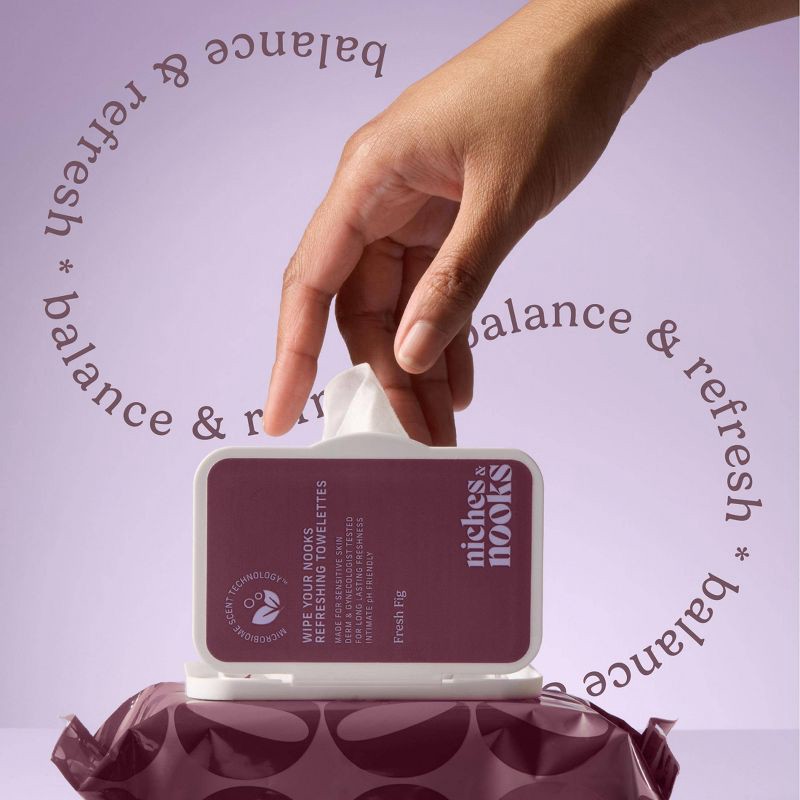 slide 3 of 13, Niches & Nooks Intimate pH Balanced Refreshing Flushable Feminine Wipes - Fresh Fig - 45ct, 45 ct