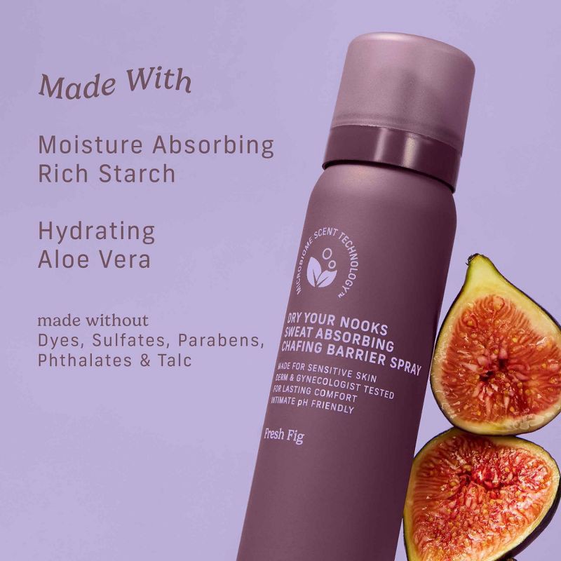 slide 7 of 13, Niches & Nooks Sweat Absorbing Intimate pH Balanced Chafing Barrier Feminine Spray - Fresh Fig - 2oz, 2 oz