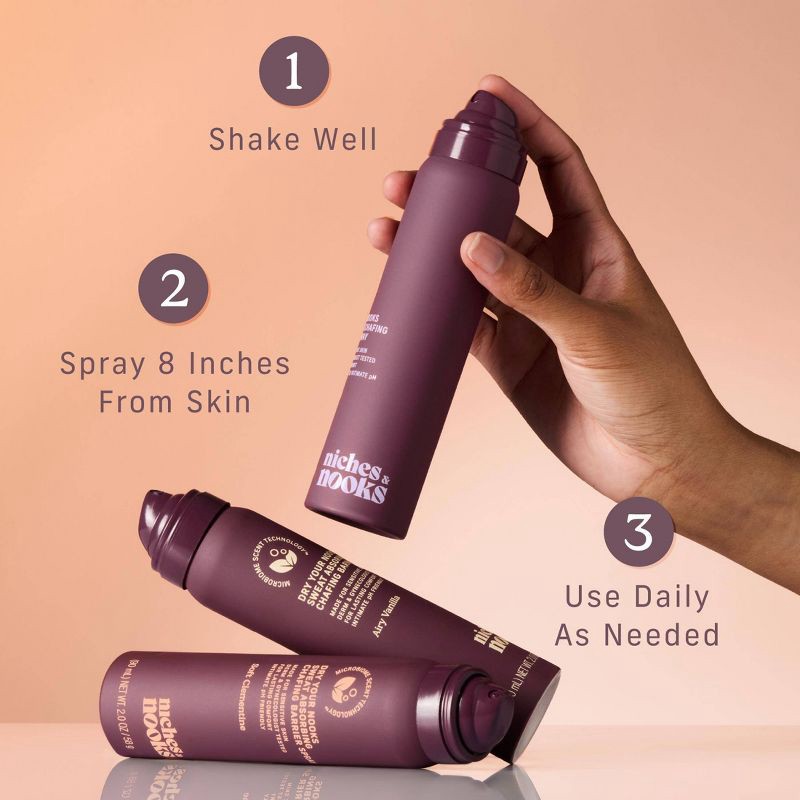 slide 8 of 13, Niches & Nooks Sweat Absorbing Intimate pH Balanced Chafing Barrier Feminine Spray - Fresh Fig - 2oz, 2 oz