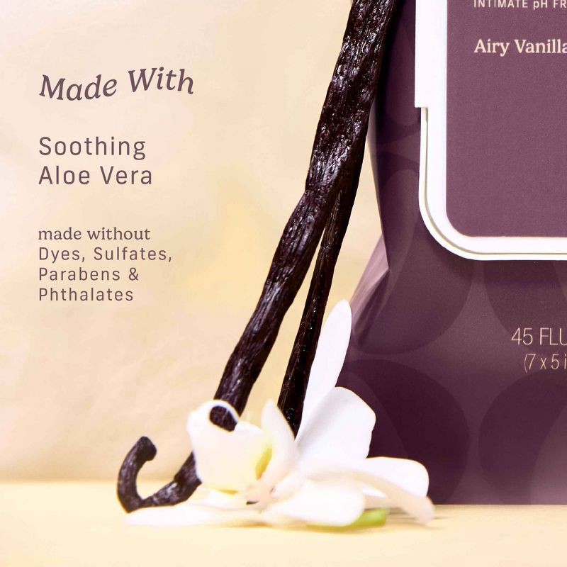 slide 7 of 12, Niches & Nooks Intimate pH Balanced Refreshing Flushable Feminine Wipes - Airy Vanilla - 45ct, 45 ct