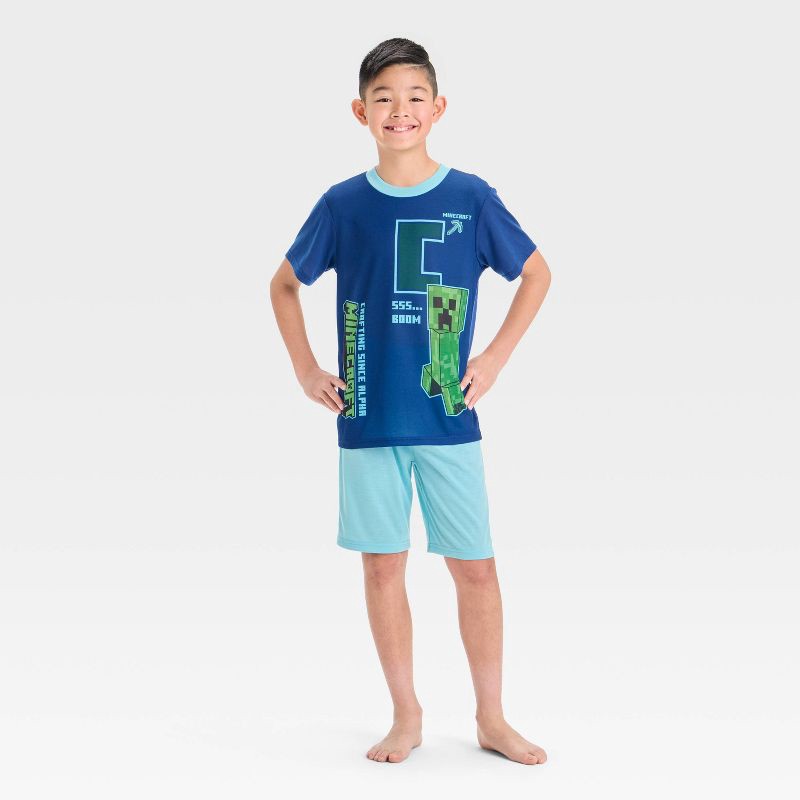 slide 3 of 4, Boys' Minecraft 3pc Pajama Set - Blue S, 3 ct