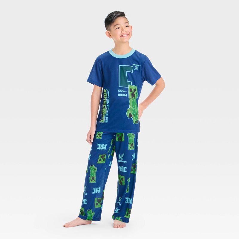 slide 1 of 4, Boys' Minecraft 3pc Pajama Set - Blue S, 3 ct