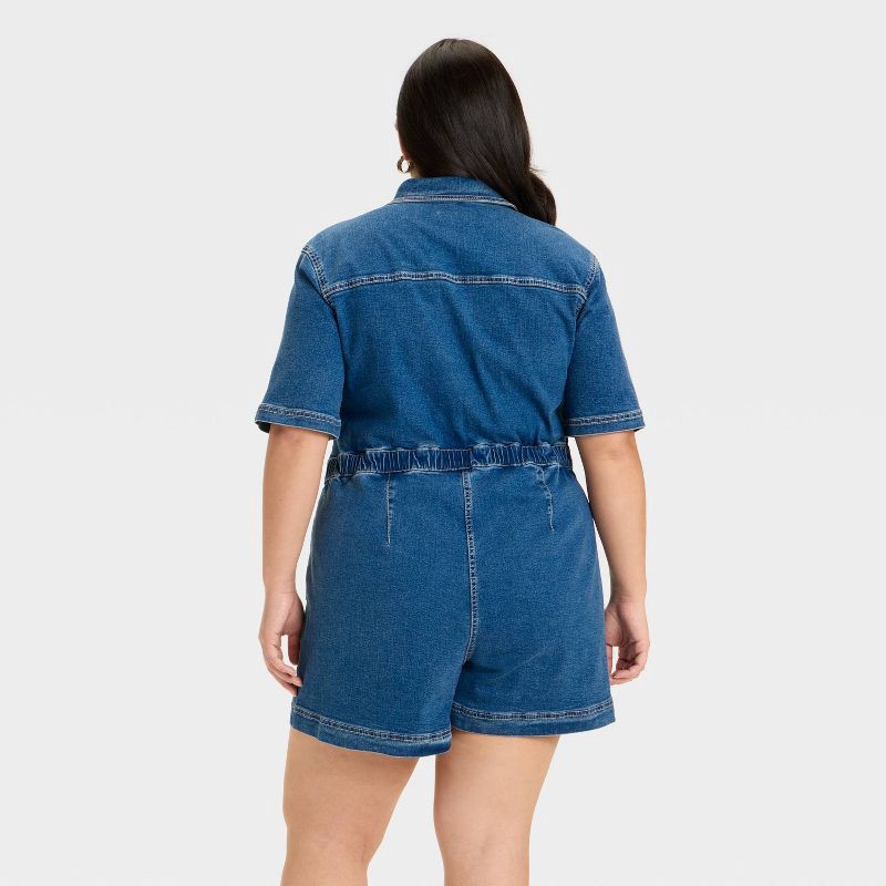 slide 2 of 3, Women's Denim Skortalls - Ava & Viv™ Medium Wash 3X, 1 ct
