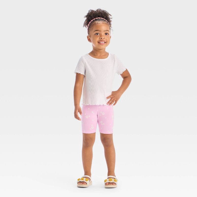 slide 2 of 3, Toddler Girls' Floral Bike Shorts - Cat & Jack™ Light Purple 18M, 1 ct