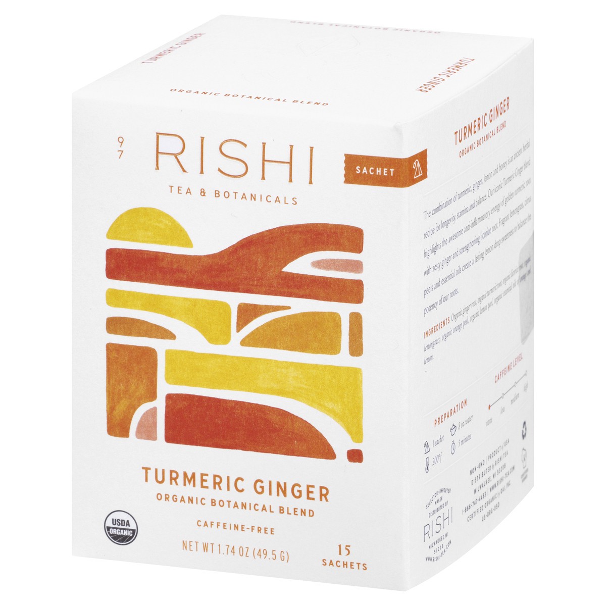 slide 9 of 9, Rishi Caffeine-Free Organic Sachets Turmeric Ginger Tea - 15 ct, 15 ct