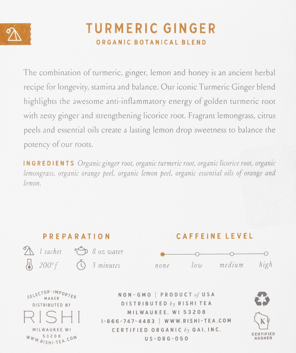 slide 2 of 9, Rishi Caffeine-Free Organic Sachets Turmeric Ginger Tea - 15 ct, 15 ct