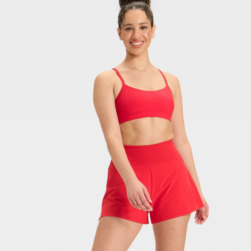 slide 3 of 4, Women's 3" Knit Waistband High-Rise 2-in-1 Shorts - All In Motion™ Red XXL, 1 ct