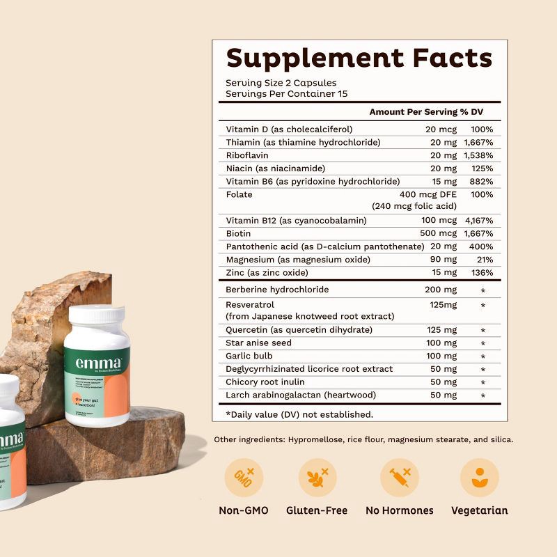 slide 5 of 7, Emma Relief Daily Digestive Supplement Capsules - 30ct, 30 ct