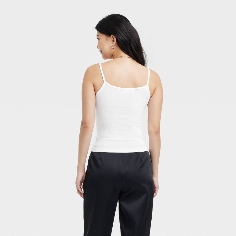 slide 2 of 3, Women's Embellished Tank Top - A New Day™ White M: Cotton Modal Blend, Sequin Flower Beading, Scoopneck, Sleeveless Pullover, 1 ct