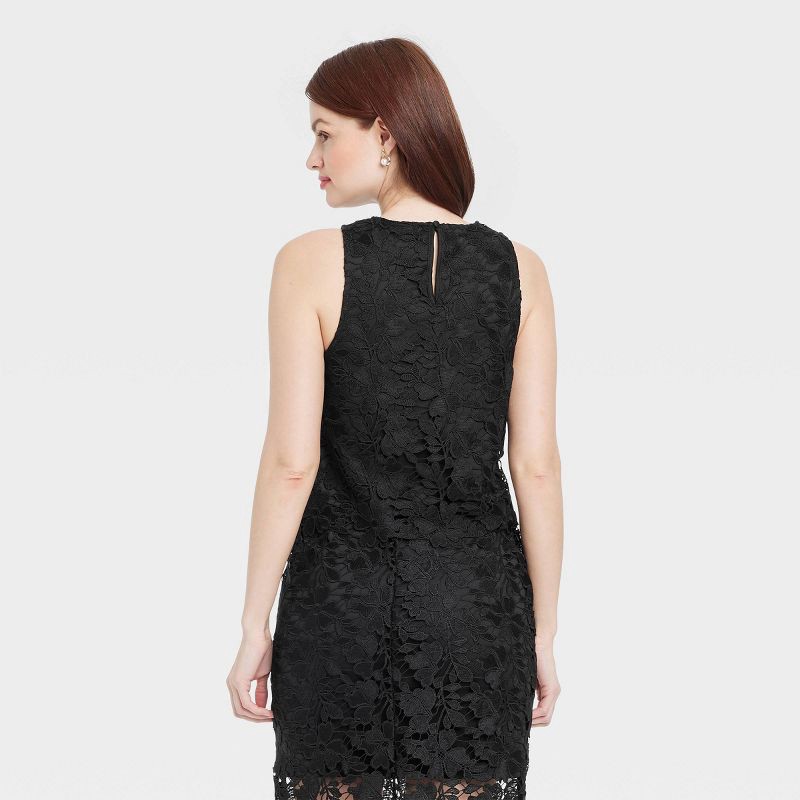 slide 2 of 3, Women's Lace Shirt - A New Day™ Black L: Recycled Polyester, Sleeveless Pullover, Crew Neck Blouse, 1 ct