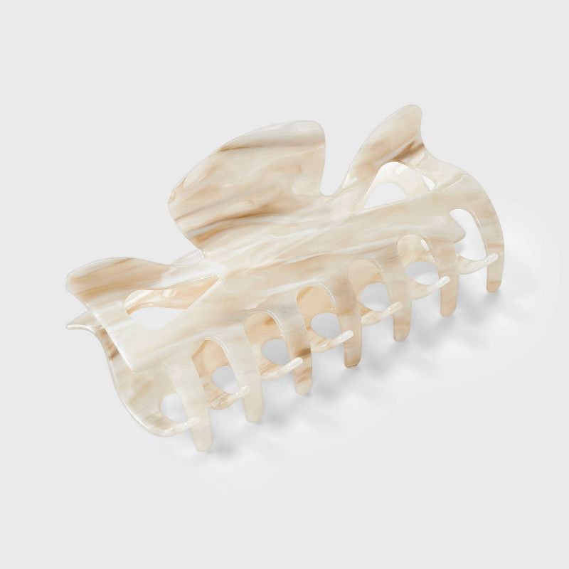 slide 1 of 2, Jumbo Claw Hair Clip - A New Day™ Ivory: Marble Pattern, Acrylic & Zinc, 15+ Age, 1 ct