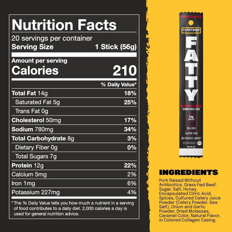 slide 3 of 6, Fatty Honey BBQ Meat Stick - 2oz, 2 oz