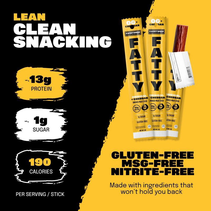 slide 6 of 6, Fatty OG Cheddar Meat Stick - 2oz, 2 oz