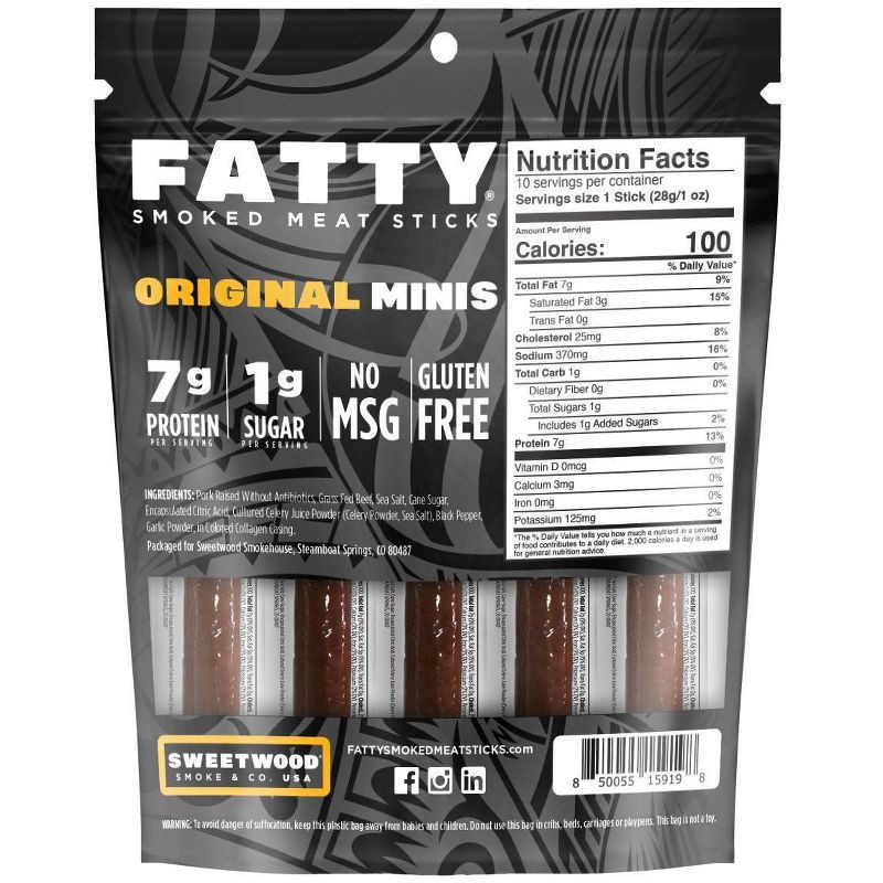 slide 2 of 10, Fatty Original Multipack Meat Sticks - 10oz/10ct, 10 ct; 10 oz