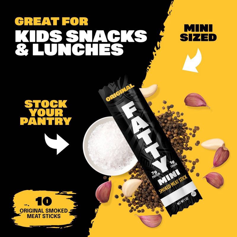 slide 5 of 10, Fatty Original Multipack Meat Sticks - 10oz/10ct, 10 ct; 10 oz