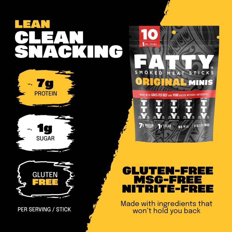 slide 6 of 10, Fatty Original Multipack Meat Sticks - 10oz/10ct, 10 ct; 10 oz