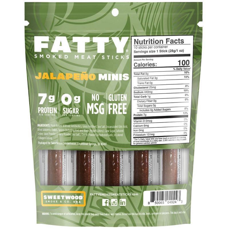 slide 2 of 7, Fatty Jalapeno Multipack Meat Sticks - 10oz/10ct, 10 ct; 10 oz