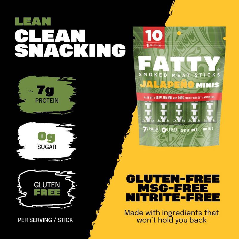 slide 3 of 7, Fatty Jalapeno Multipack Meat Sticks - 10oz/10ct, 10 ct; 10 oz