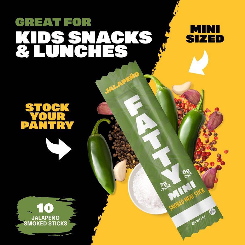 slide 5 of 7, Fatty Jalapeno Multipack Meat Sticks - 10oz/10ct, 10 ct; 10 oz