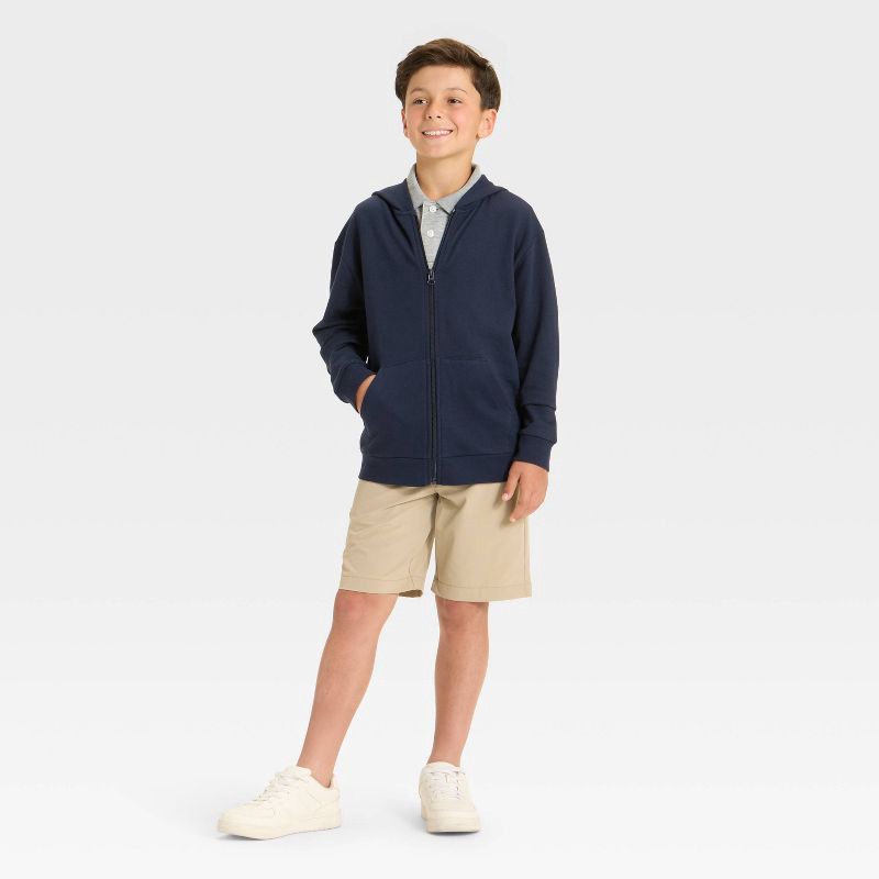 slide 3 of 3, Boys' French Terry Zip-Up Hoodie Uniform Sweatshirt - Cat & Jack™ Blue L, 1 ct