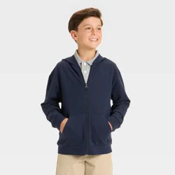 Boys' French Terry Zip-Up Hoodie Uniform Sweatshirt - Cat & Jack™ Blue XXL