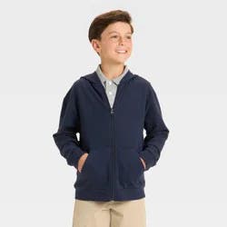 Boys' French Terry Zip-Up Hoodie Uniform Sweatshirt - Cat & Jack™ Blue XXL