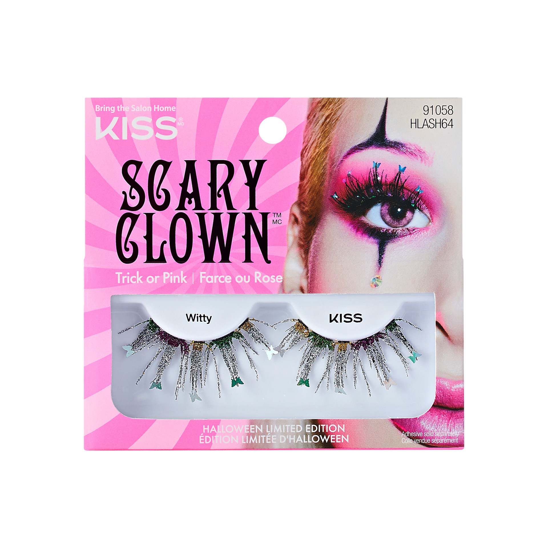 slide 1 of 5, KISS Halloween Limited Edition Scary Clown False Eyelashes, 1 Pair - Witty, 1 ct