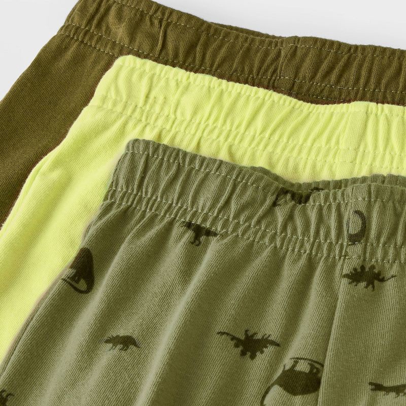slide 3 of 3, Toddler Boys' 3pk Dino Printed Pull-On Shorts - Cat & Jack™ Dark Olive Green 3T, 3 ct