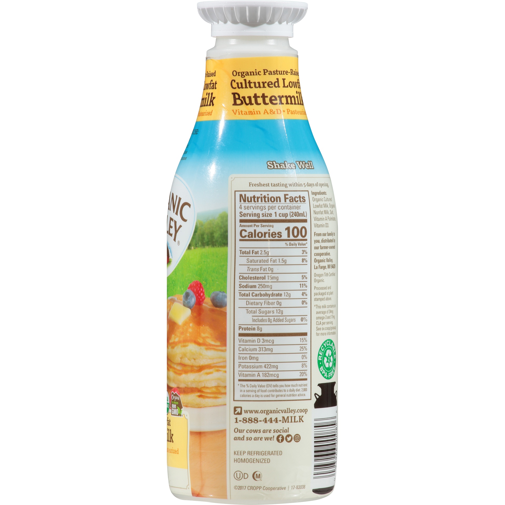 slide 2 of 6, Organic Valley Cultured 1% Lowfat Buttermilk, 32 oz