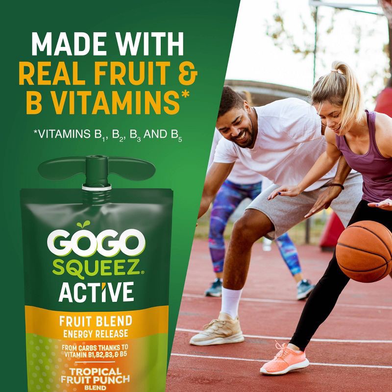 slide 4 of 9, GoGo SqueeZ Active Energy No Sugar Added Tropical Fruit Blend Pouches - 3.9oz/10ct, 3.9 oz, 10 ct