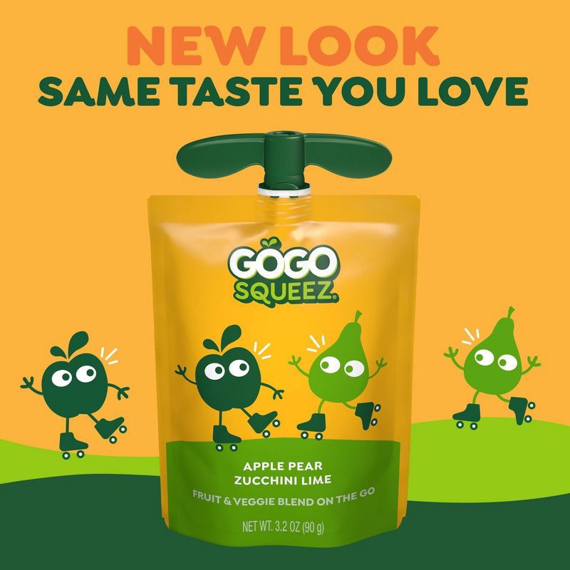 slide 7 of 7, GoGo SqueeZ Fruit & VeggieZ Applesauce and Puree Variety Pack Apple Banana Parsnip & Apple Pear Zucchini & Lime Pouches - 38.4oz/12ct, 38.4 oz, 12 ct