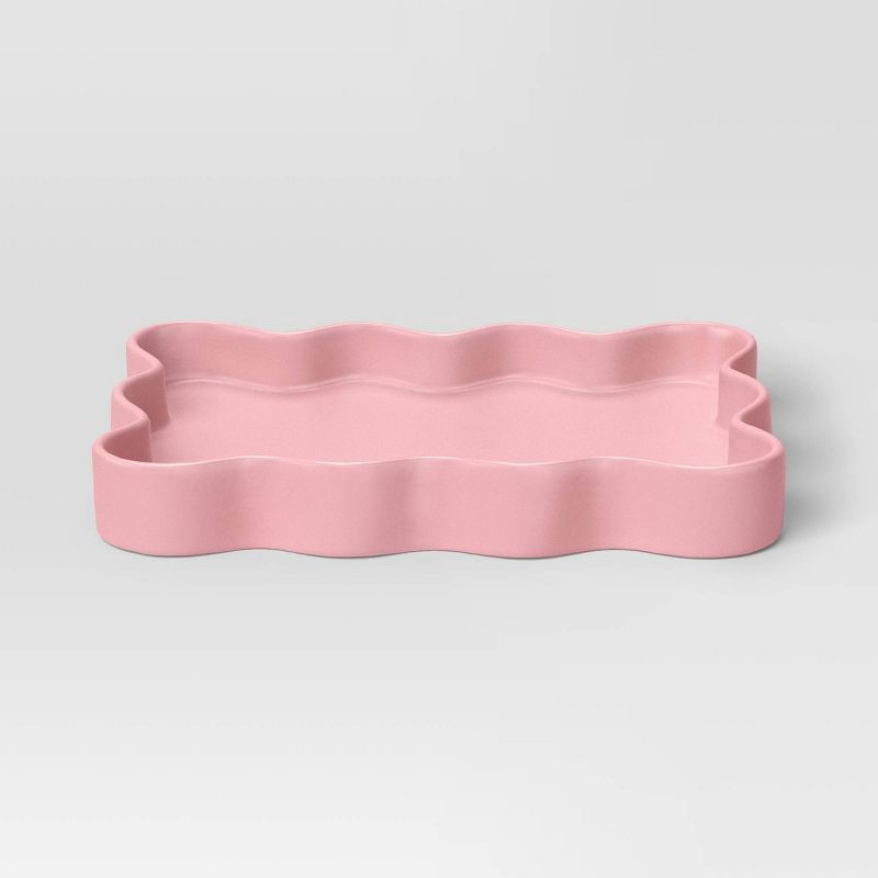 slide 1 of 3, 7" x 9" Scallop Melamine Decorative Tray Rose Pink - Room Essentials™, 1 ct