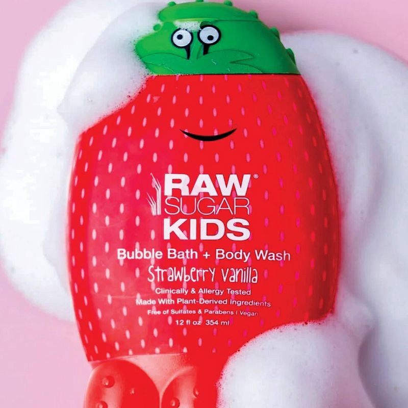 slide 7 of 7, Raw Sugar Kids' Bubble Bath + Body Wash - Strawberry Vanilla - 12 fl oz, 12 fl oz