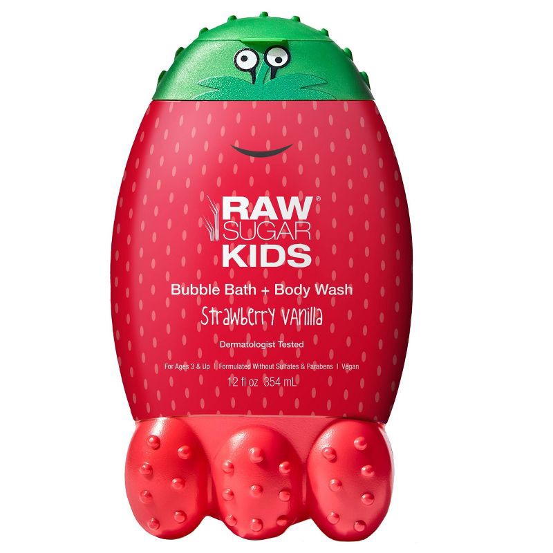 slide 1 of 7, Raw Sugar Kids' Bubble Bath + Body Wash - Strawberry Vanilla - 12 fl oz, 12 fl oz