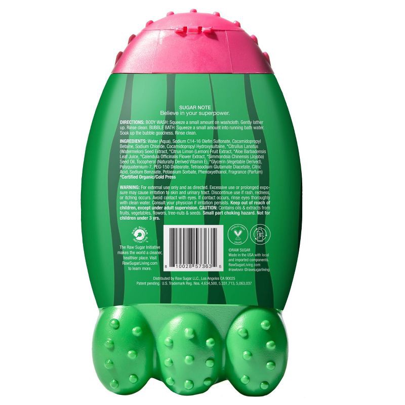 slide 2 of 7, Raw Sugar Kids' Bubble Bath + Body Wash - Watermelon Lemonade - 12 fl oz, 12 fl oz