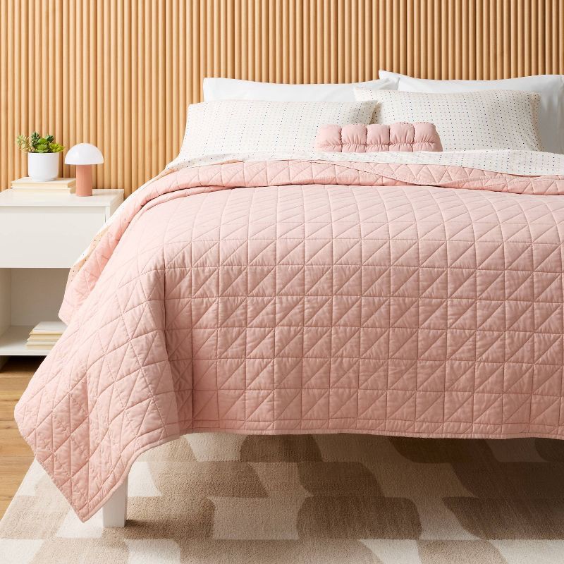 slide 2 of 3, Twin/Twin Extra Long Microfiber Quilt Light Pink - Room Essentials™, 1 ct