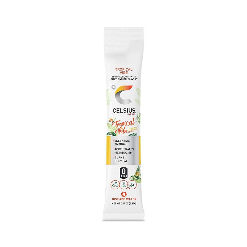 slide 6 of 6, CELSIUS On The Go Powder Sticks Tropical Vibe Essential Energy - 14pk Sticks, 14 ct