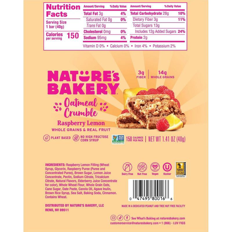 slide 2 of 5, Nature's Bakery Raspberry Lemon Snack Bars - 6ct, 6 ct
