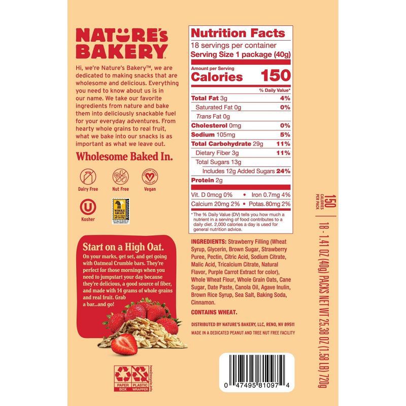slide 2 of 3, Nature's Bakery Strawberry Crumble Snack Bars - 18ct, 18 ct