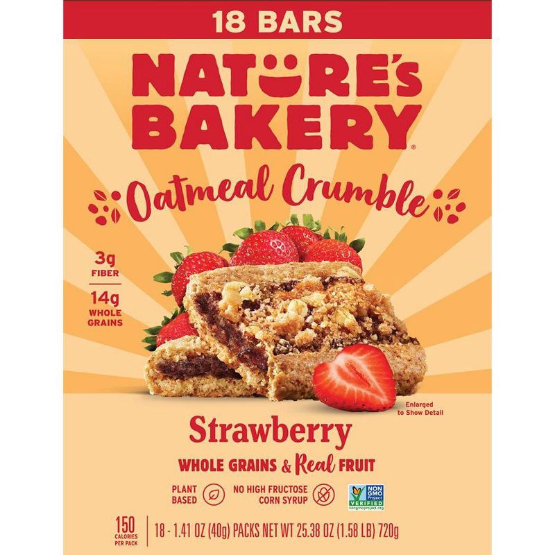 slide 1 of 3, Nature's Bakery Strawberry Crumble Snack Bars - 18ct, 18 ct