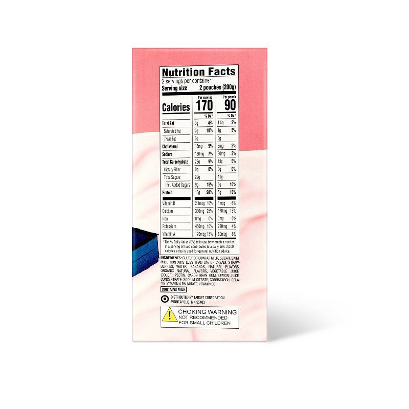 slide 2 of 5, Strawberry Banana Flavored with Other Natural Flavors Kids' Yogurt Pouches - 3.5oz/4ct - Good & Gather™, 4 ct; 3.5 oz