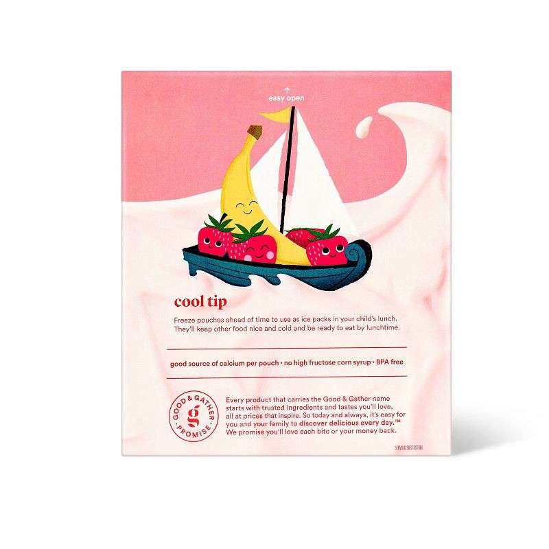 slide 3 of 5, Strawberry Banana Flavored with Other Natural Flavors Kids' Yogurt Pouches - 3.5oz/4ct - Good & Gather™, 4 ct; 3.5 oz